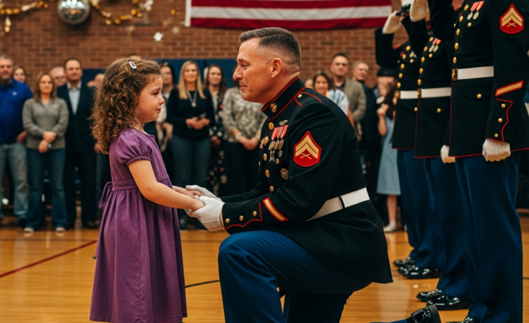 À 36 ans, j’ai vu l’association des parents d’élèves dire à ma fille de 7 ans qu’elle n’avait pas sa place au bal père-fille — puis un général quatre étoiles a bouleversé le sens du mot « famille » dans notre entourage