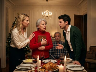 Un réveillon de Noël exceptionnel ! Ma future belle-fille emménage chez nous », annonça mon fils pendant le dîner de Noël. « Tu t’y habitueras, j’obtiens toujours ce que je veux », lança-t-elle d’un ton moqueur, en me fixant droit dans les yeux. Mais son sourire s’effaça lorsque je lui rendis son sourire calmement, déposai une épaisse pile de documents sur la table, et la véritable « surprise » commença enfin.